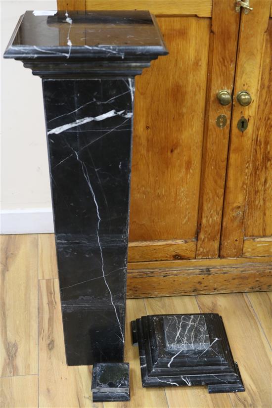 A black marble pedestal, H.3ft 1in.